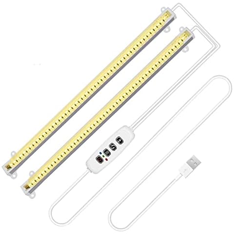 Craftsboys LED Plant Grow Light Strips Full Spectrum for Indoor Plants with Auto ON / Off Timer, 48 LEDs / 10 Dimmable Levels, Sunlike Grow Lamp for Hydroponics Succulent (Sunlight, Two Bars) Cover