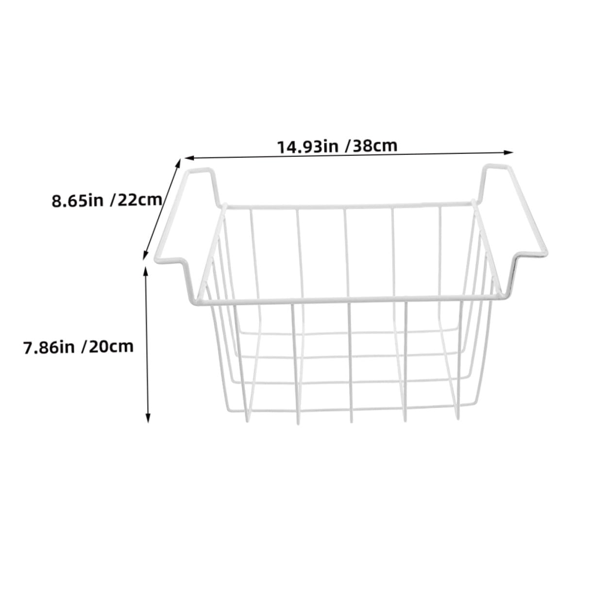 LIFKOME Cestello Organizer per Congelatore Profondo in Ferro Bianco con Manico Sospeso, Facile da Pulire e Accesso Rapido per Organizzare Freezer
