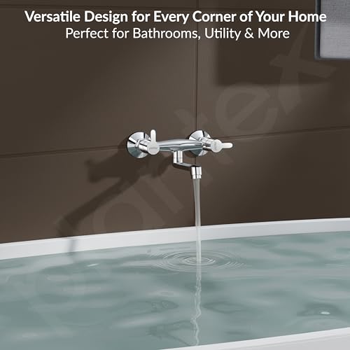 Image of Plantex Non-Telephonic Wall Mixer Tap for Bathroom with Brass Wall Flange and Teflon Tape /Mixer Tap for Bathroom with Water Saving Aerator-(FLO-816, Chrome)