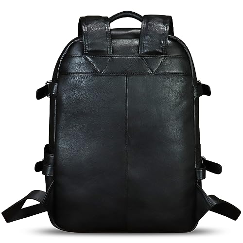 IVTG Genuine Leather Backpacks for Men Vintage Handmade High Capacity Leather Rucksack Casual Daypack Retro Knapsacks (Darkgrey)3