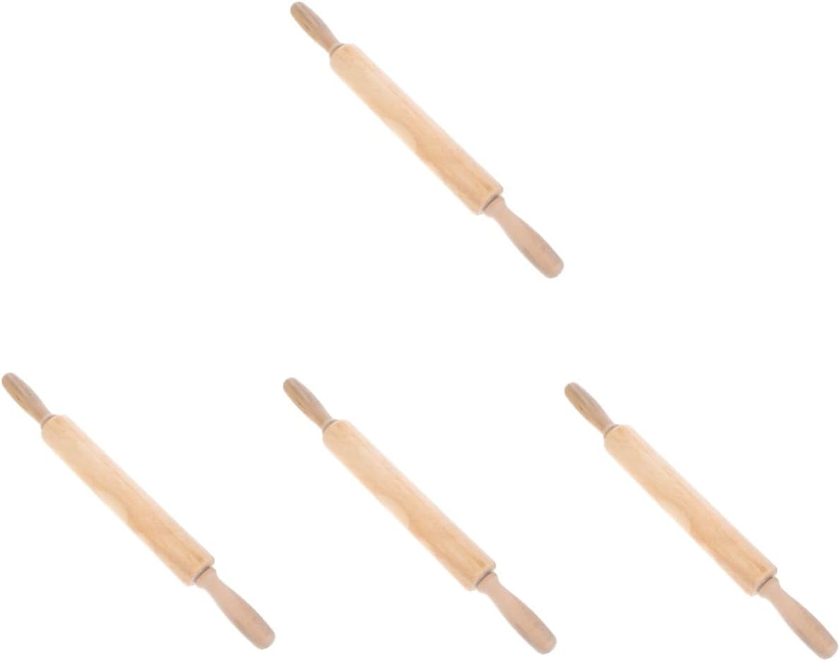 4pcs Wooden Dough Roller for Kitchen Nonstick Rolling Pin for Baking Pizza and Dumplings Smooth Surface Wooden Kitchen Roller
