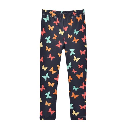 Rainbow Colored Butterflies Girls Leggings Soft Stretch Workout Yoga Dance Pants for Kids Casual Tights