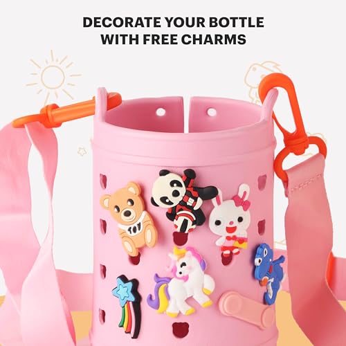 Image of Cello Joytron Kids Flask | Stainless Steel Keeps Drinks Cool or hot for an Extra Long time | Double Walled Vacuum Insulated Technology | Leak Proof lid | 550ml, Peach