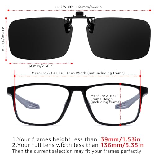 Trysee Polarized Flip Up Clip on Sunglasses Over Prescription Glasses for Men Women Polarized Anti Glare3