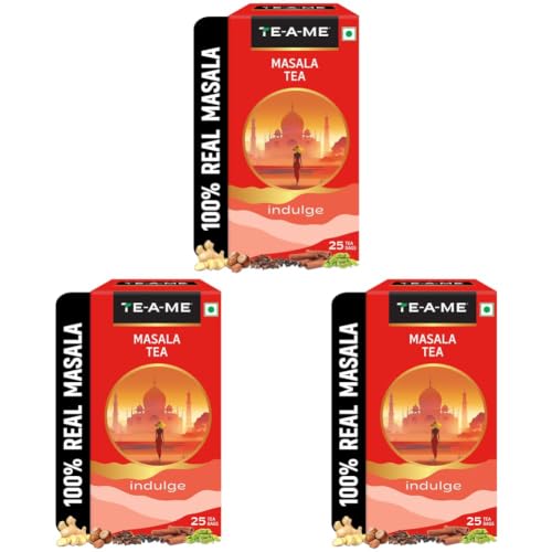 Image of TE-A-ME Masala Tea - 25 Tea Bags (Enveloped) | Real - Masala Tea Bags | Masala Chai Tea Bags (Pack of 3)