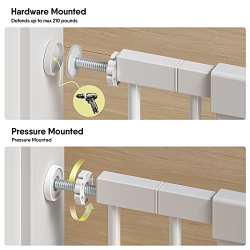 BabyBond-27-43-Easy-Install-Baby-Gate-for-Stairs-Extra-Wide-Baby-Gates-for-Doorway-Auto-Close-Safety-Dog-Gate-with-Extenders-and-PressureHardware-Mounting-Kit-White