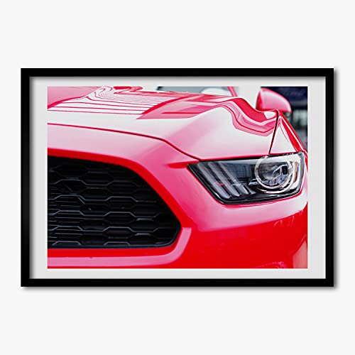 Cadre en bois moderne 70x50 Tulup pour affiche et tableau décoratif de salon Mustang Rouge