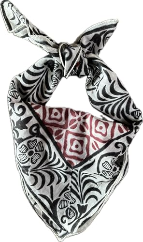 100% Organic Cotton Bandana For Men and Women - Trendy Style Cotton Bandana Paisley Design Scarf - Premium Kerchiefs for Men and Women - Handmade Boho Chic Cotton Hand Block Bandanas For Men And Women