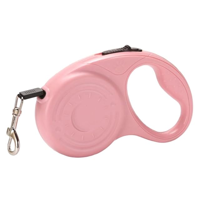 Correa retráctil para Perros automática de Nailon de 5 m Extensible para Gatos Color Rosa