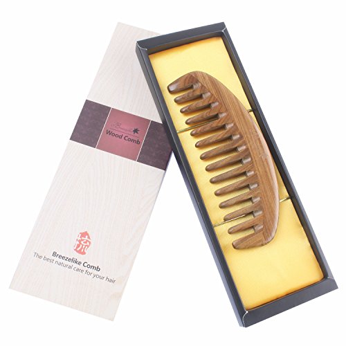 Breezelike Wide Tooth Hair Comb - Natural Detangling Wooden Comb For Curly Hair - No Static Sandalwood Comb For Women And Men #TOP5