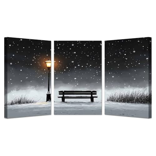 Paysage d'hiver art wall en toile pour chambre parentale cocooning