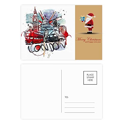 Lot de 20 cartes postales Noël Londres aquarelle idéales pour accompagner vos cadeaux