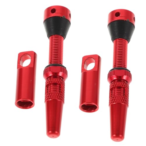 Toddmomy 2pcs Válvulas Francesas Tubeless de Aleación de Aluminio, Diseño Ligero, Agujero Lateral para Inflado Eficiente y Presión de Aire Consistente Rojo miniatura 1
