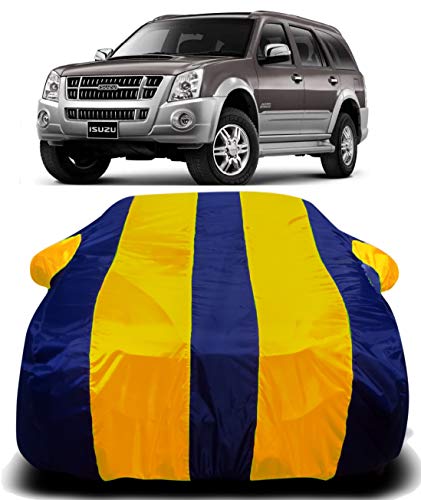 Image of Waterproof Car Cover with Ultra Surface Body Protection (Yellow Stripes) (Isuzu MU-7)