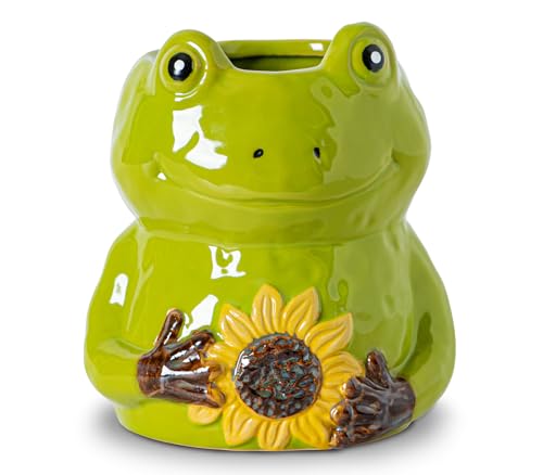 dgudgu Frog Shaped Cermaic Utensil Holder For Kitchen Counter Ceramc