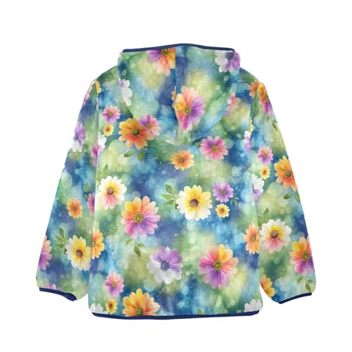 CHIFIGNO Watercolor Flowers Boys Fleece Zip up Jacket Lightweight Soft Fleece Jacket 3T2