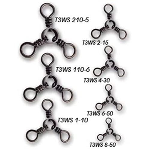 fishermensource Tsunami Stainless Steel Terminal Tackle Three Way Swivel 150lb Lure T3Ws-2/0-5