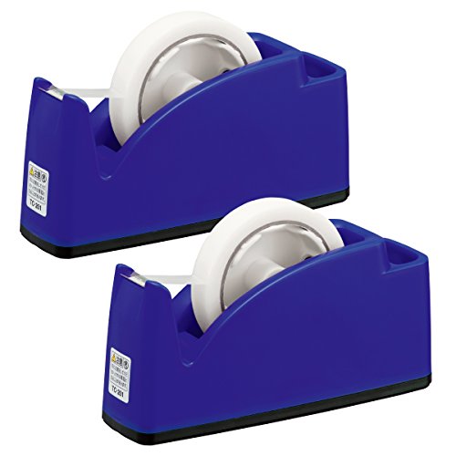プラス テープカッター ペン立てポケット付き TC-201 ブルー 2個セット 31-243×2