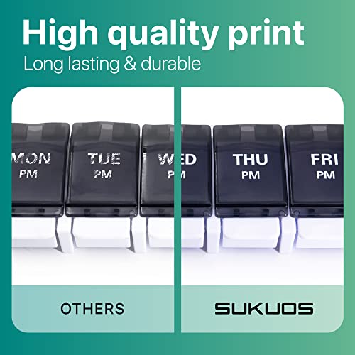 Image of Sukuos AM PM Weekly 7 Day Pill Organizer, 2 Times A Day Pill Box with Arthritis Friendly Push Button, Medicine Cases for Vitamin /Fish Oil /Supplements, Easy to Clean (Black&White)