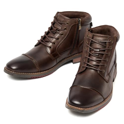 Image of Arkbird Mens Dress Boots Genuine Leather Cap Toe Ankle Boot with Side Zipper for Casual Business Formal Wear