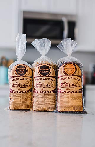 Amish Country Popcorn | 3 - 1 Lb Bags | Variety Set | Midnight Blue, Rainbow, & Medium Yellow Popcorn Kernels | Old Fashioned, Non-Gmo And Gluten Free (3 - 1 Lb Bags) #TOP1