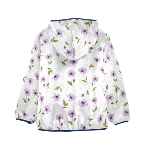CHIFIGNO Purple Flowers Boy Lightweight Jacket Fleece Outerwear Jackets for Fall Winter Fleece Zip up Jacket 3T2