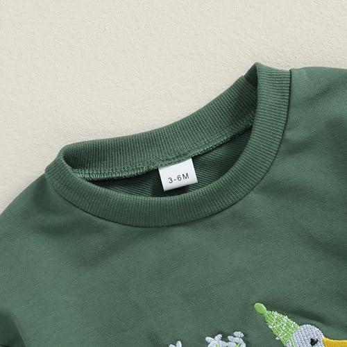 Newborn Baby Girl Fall Clothes Silly Goose Floral Embroidery Long Sleeve Sweatshirt Bubble Romper Animal Farm Outfit3