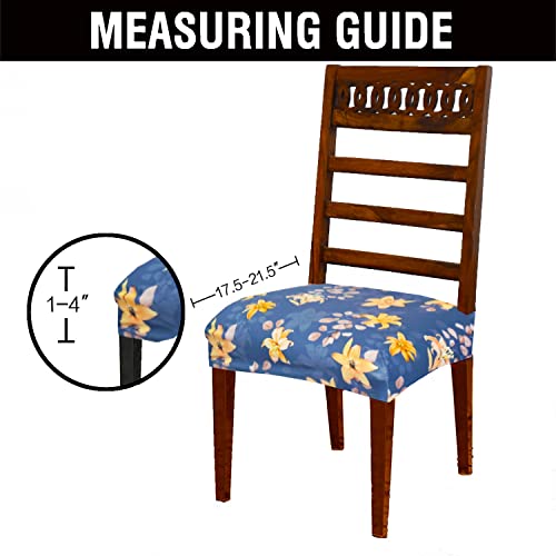 Image of Magical Universal Dining Chair seat Cover Set of 4 Seater pcs are Easily Washable Strechable and Comfortable for Dining Room Home Decor Slip Cover P.2 (Set of 8, Blue Flower)