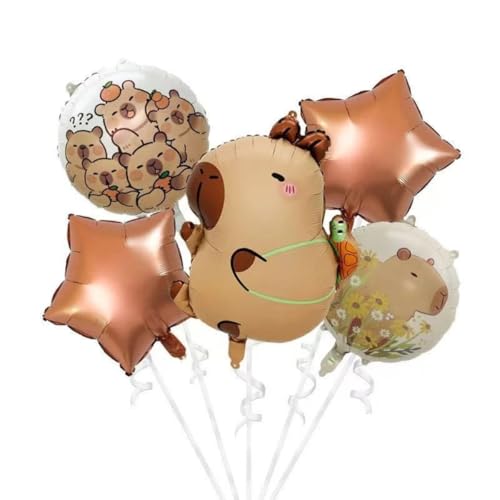 MannaFest, Kit de Balões Decorativos Capivara, 5 Unidades, Bege e Marrom, 63.5x51cm, para Festas e Aniversários (Kit balão capivara com mochila)