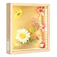 LED Shadow Box Frame 28cm x 30cm Wine Cork Holder Display Case Wall Mounted and Tabletop Wooden Memory Box Picture Frame Display Keepsake Box for Memorabilia Awards Bouquet Photos Crafts Tickets