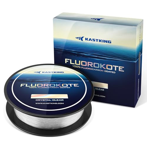 KastKing FluoroKote Fishing Line 100 Percent Pure Fluorocarbon Coated 30LB 300Yds 274M Premium Spool Clear