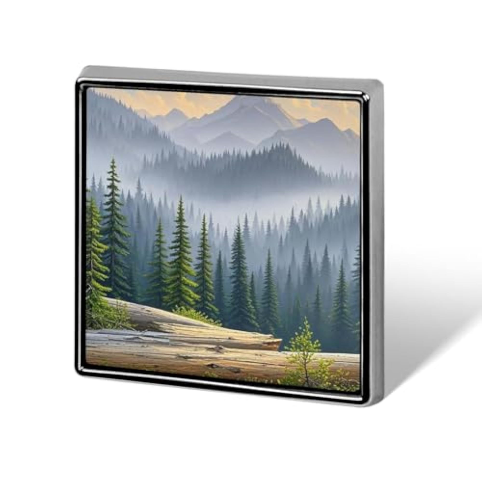 Wushan Pine Tree Square Lapel Pin, Nature Lover's Accessory