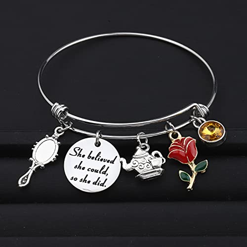 Faadbuk Movie Inspired Bracelet She Believed She Could So She Did Belle Princess Jewelry Inspiration Gift For Her (Beauty And The Beast Bracelet) #TOP3