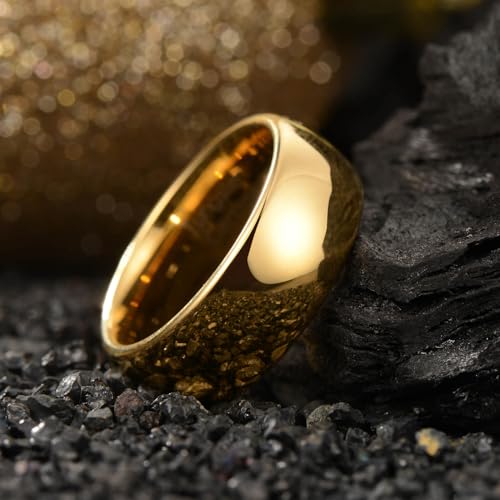 Zillaly Tungsten Rings for Men, Men's Wedding Bands in Gold, Black, and Silver, 4mm, 6mm, 8mm Sizes, Mens Tungsten Wedding Bands with Comfort Fit and Polished Beveled Edge (Tungsten-Gold-8mm, 7) by Zillaly - Used condition - Image 2