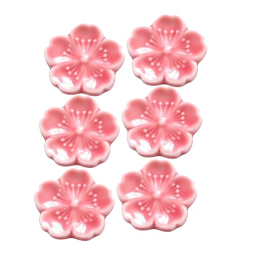 iplusmile 6個 エレガントな 桜模様 セラミック箸置き テーブル用箸 スプーン フォークホルダー 和洋食器にな 装飾的で 食器サポート