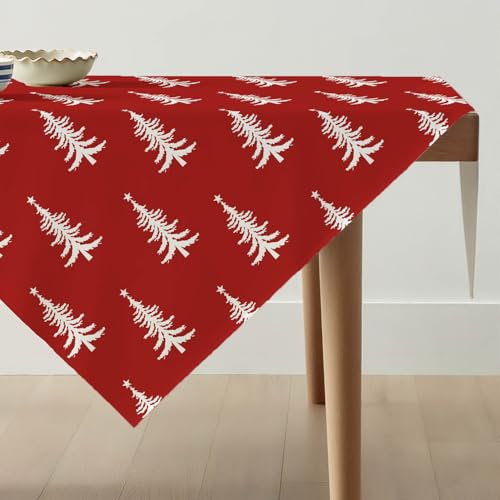 Avalune Tischdecke Weihnachten für Tisch Rot und Weiß Kiefer...