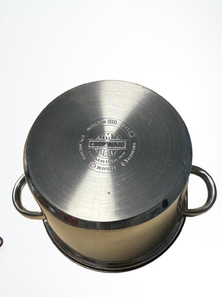SPAGHETTIERA CON DOPPIO CESTELLO INCLUSO (TRIPLO FONDO A INDUZIONE) Tutto In ACCIAIO INOX Diametro 22cm Capacità 6 lt MADE IN ITALY