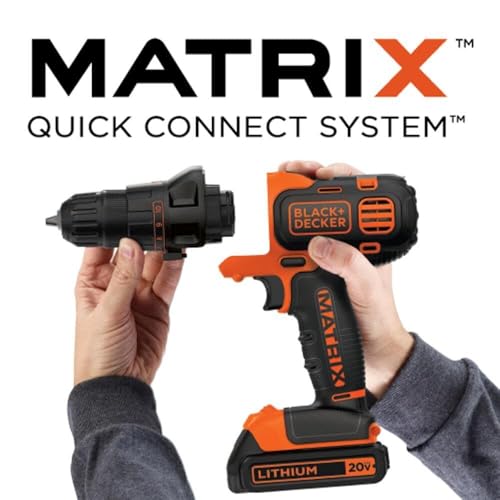 BLACK+DECKER 20V MAX Matrix Quick Connect System, Cordless Lithium Power Drill and Driver, Battery Included (BDCDMT120C) thumbnail 6