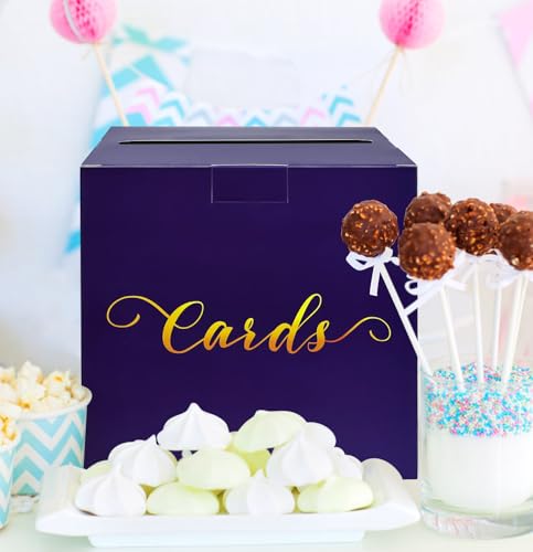 Image of HEIPINIUYE Purple Card Box for Party Gift Card Box Holder Envelope Box for Graduation Wedding Birthday Baby Shower Party Raffle Box