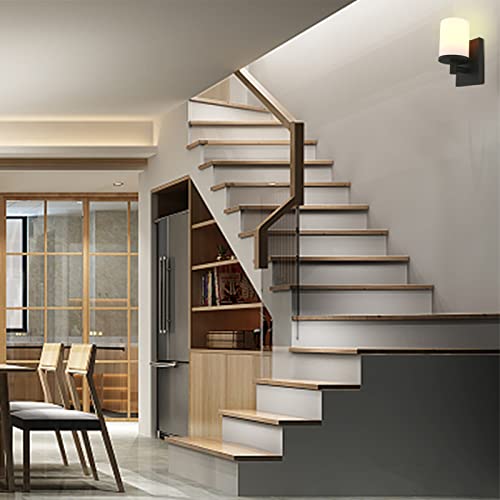 Pathson Vintage 1 Light Wall Light, Industrial Bathroom Vanity Light, Indoor Wall Sconce With Frosted Glass, Wall Mount Light Fixtures For Hallway Bathroom Kitchen Living Room (Black) #TOP6