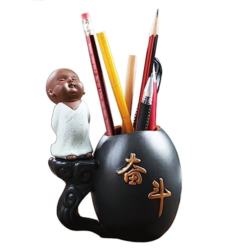 Porte-stylo chinois en céramique vintage pour décoration de bureau chic