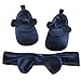 amropi Baby Mädchen Lauflernschuhe mit Haarband Krabbelschuhe Kleinkind Taufe Prinzessin Ballerina Schuhe (Marine, 9-12 Monate)