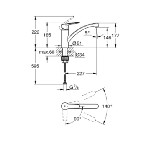 Robinet de cuisine monocommande bec bas Start 2021 + nettoyant GrohClean - vue 8