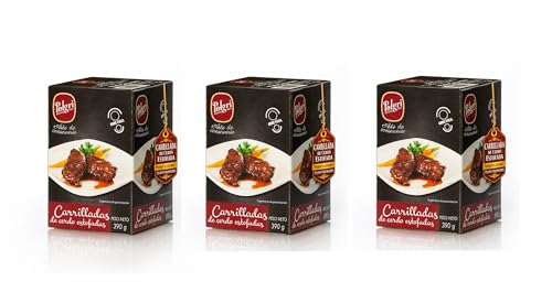 POLGRI Carrilladas de Cerdo Estofadas Conserva Gourmet Comida preparada Premium Receta Manchega Artesana Lata 390 g x 3 latas Carne Melosa Lista para Calentar Plato Tradicional Español Casero