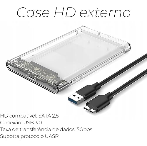 Case Para Hd Externo Transparente Notebook Sata 2.5 Usb 3.0