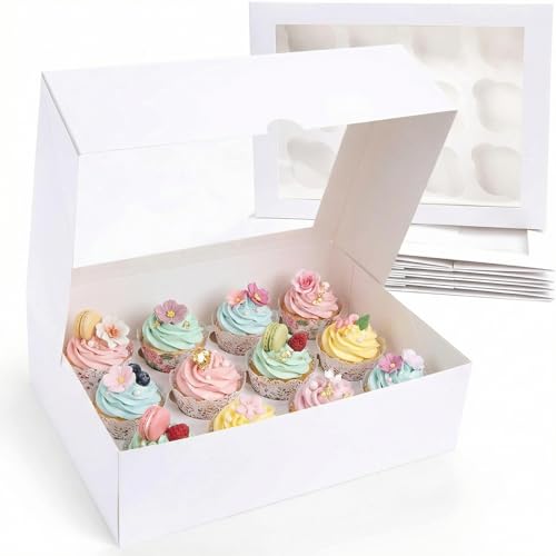 VGOODALL 12 Count Cupcake Boxes, 6PCS Cupcake Container with...