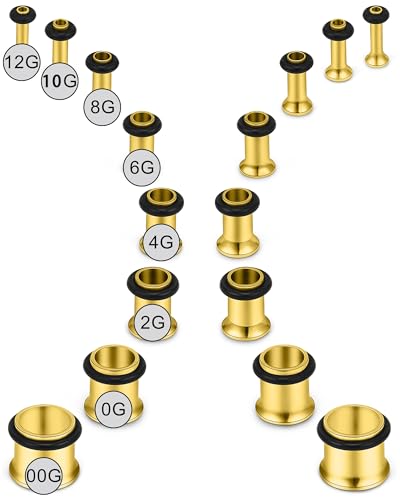 Jenxnjsjo 14g to 7/8in Ear Gauges Plugs Tunnels Taper Earrings Stretching Expander Kit Set for Women Men2
