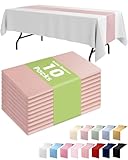 Pureegg Dusty Pink Plastic Table Runners - 10 Pack, 14'' x 108'', Water Resistant & Disposable Centerpiece Decorations for Table Cloth, Wedding, Birthday, Holiday, Baby Shower, Party, Home Decor