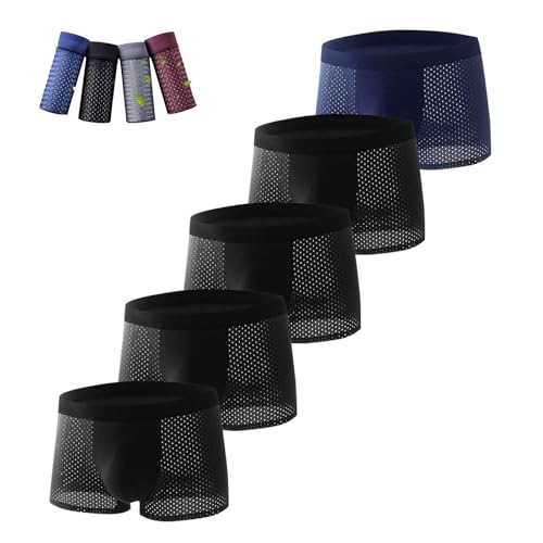 Boxer Briefs for Men 5 Pack Breathable Mesh Underpants Built-In With 3D Pouch Cooling Comfortable Underwear Big and Tall2