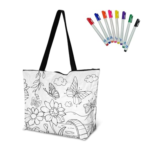 Bolsa de compra reutilizable para colorear con dibujo de caricatura miniatura 1